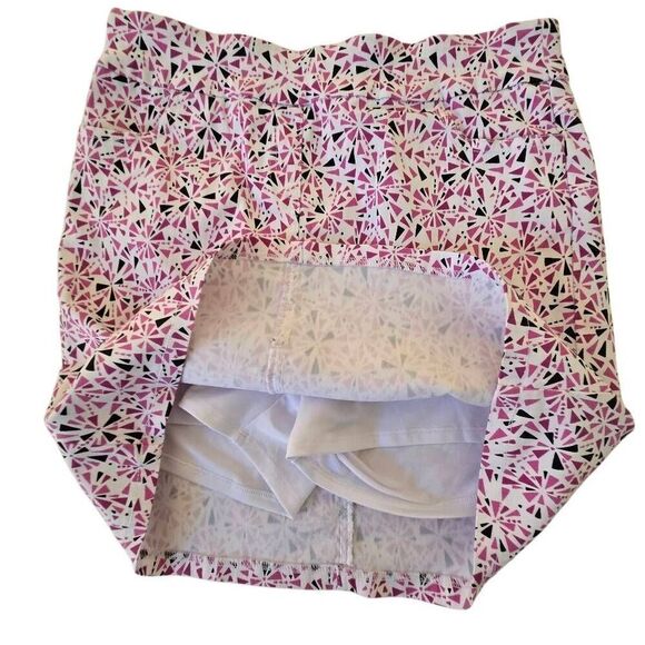 Slim-Sation Womens Geometric Stretch Pull-on Athletic Golf Skort Pink White Sz 8 - Picture 2 of 8